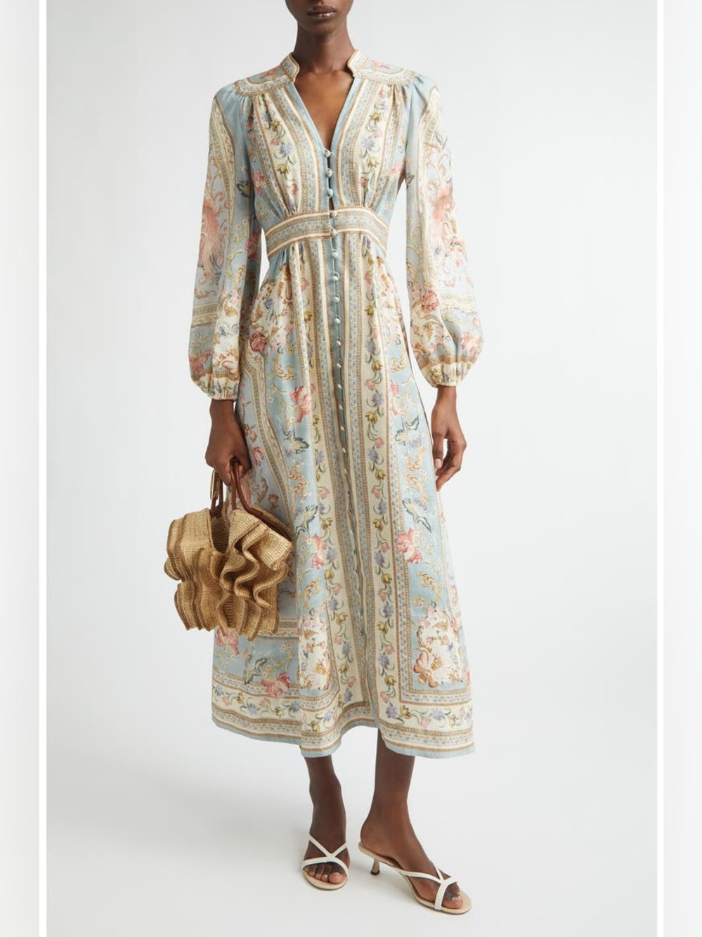 Zimmermann Roselight plunge midi dress, US6